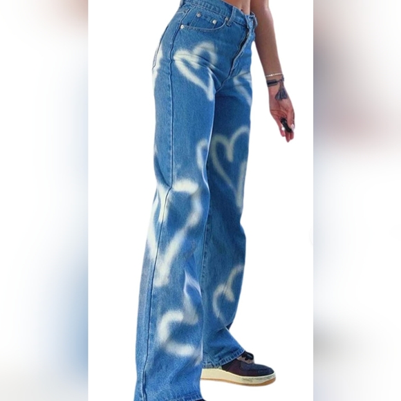 viatabuna Denim - L New Without Tags Valentine's Feminine Heart Pattered Jeans
